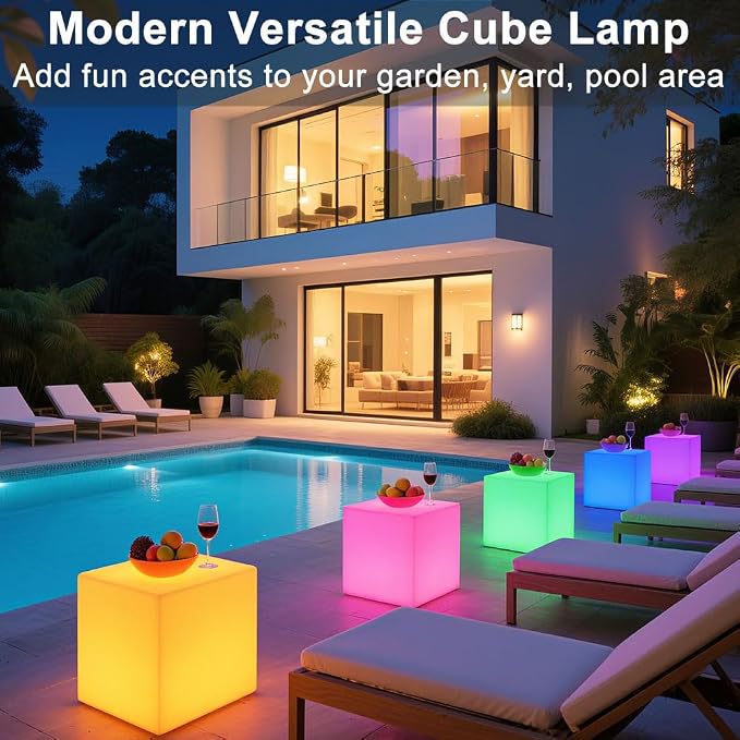 LED Cube Chair for Kids, 14-Inch RGB Color Changing LED Cube Seat w/ Remote - Image 8