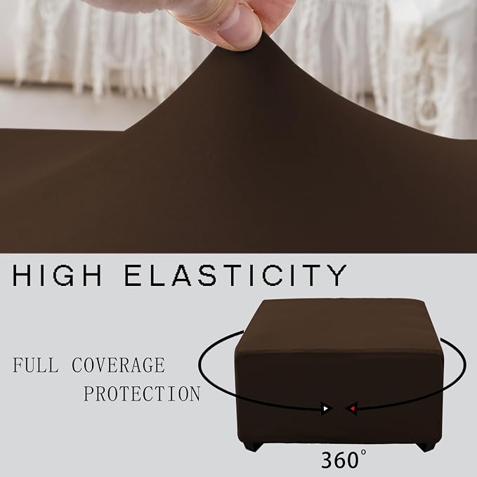 Super Stretch Ottoman Cover- Soft Form Fit Ottoman Cover Rectangular Ottoman - Image 5
