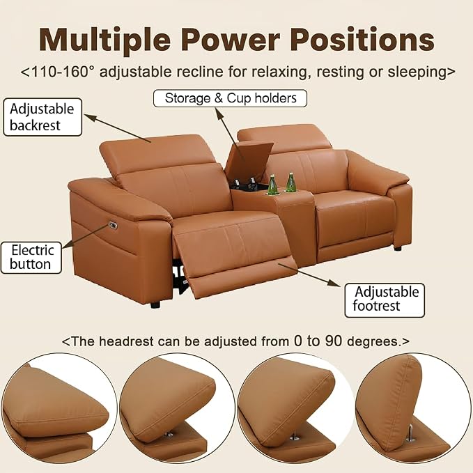 Power Recliner Sofa Set, Reclining Sectional Sofa Couch - Image 3