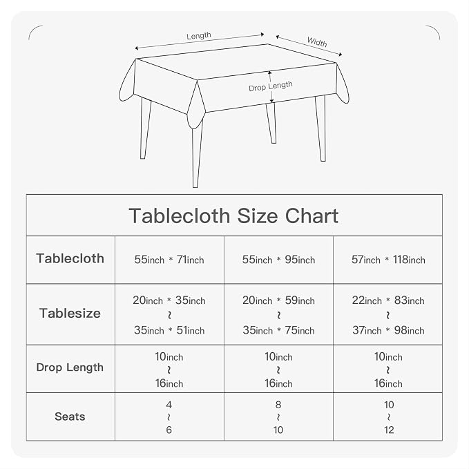 BALCONY & FALCON Rectangular Table Cloth Water Resistant Washable Double-Sided - Image 6