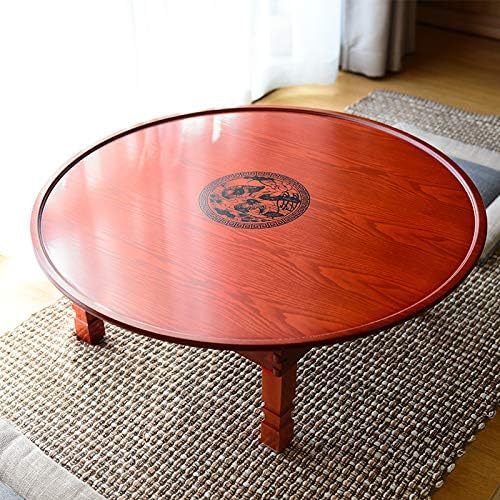 Round Korean Coffee Table Folding Leg Asia Antique Furniture Floor Table - Image 3