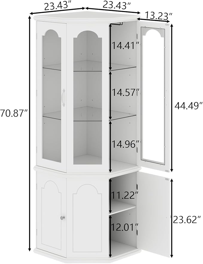 Gyfimoie Corner Bar Cabinet w/LED Lights, Tall Modern Wine Cabinet - Image 2
