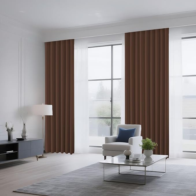 CUCRAF Brown Blackout Curtains 96 inch Length 2 Panels Set, Rod Pocket Room - Image 8