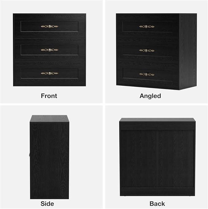 Wooden Dresser with 3 Large Drawers, Modular Media Console Storage Chest of - Image 8