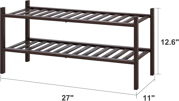 viewcare 2-Tier Shoe Rack for Entryway, Bamboo Shoe Rack for Closet, Free - Image 3