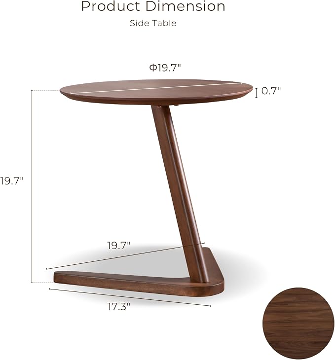 Furniture of America Lucian Mid-Century Modern Solid Wood Brown Round Side Table - Image 3