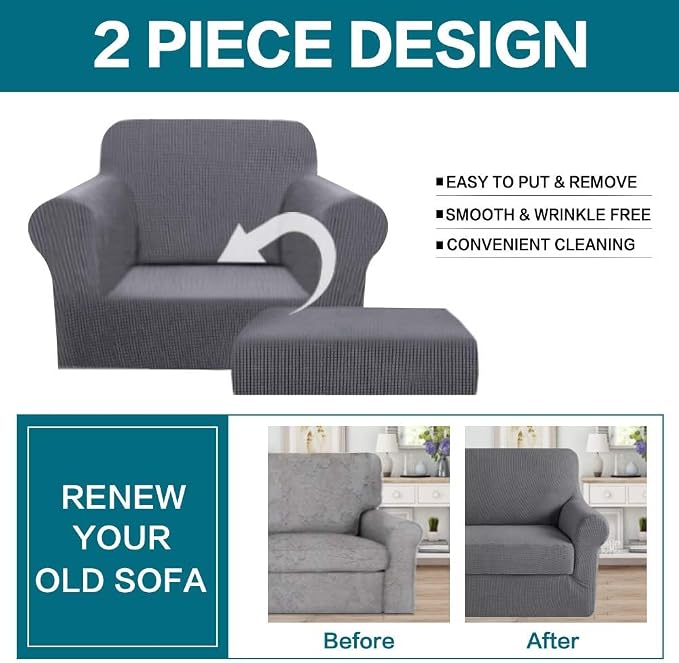 Turquoize 2 Piece Chair Covers Chair Slipcovers - Image 4