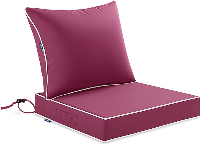 MIULEE Hot Pink Outdoor Seat Cushion 24x24 Inch Waterproof & 3 Year Fade by MIULEE
