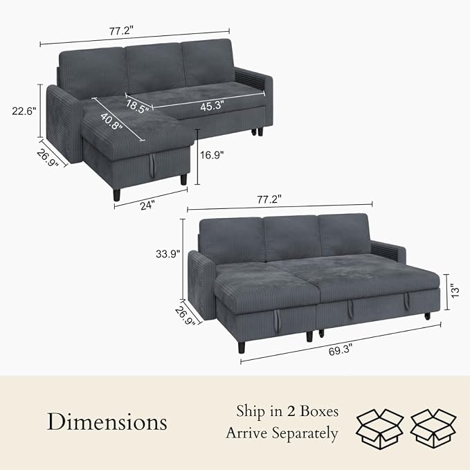 JAMFLY Pull Out Sleeper Sofa Bed - Image 2
