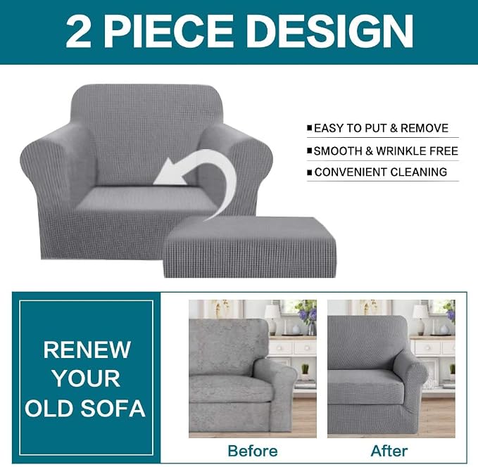 Turquoize 2 Piece Chair Covers Chair Slipcovers - Image 4