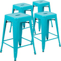Flash Furniture Lily 24" High Metal Counter-Height, Indoor Bar Stool in Teal by FlashFurniture