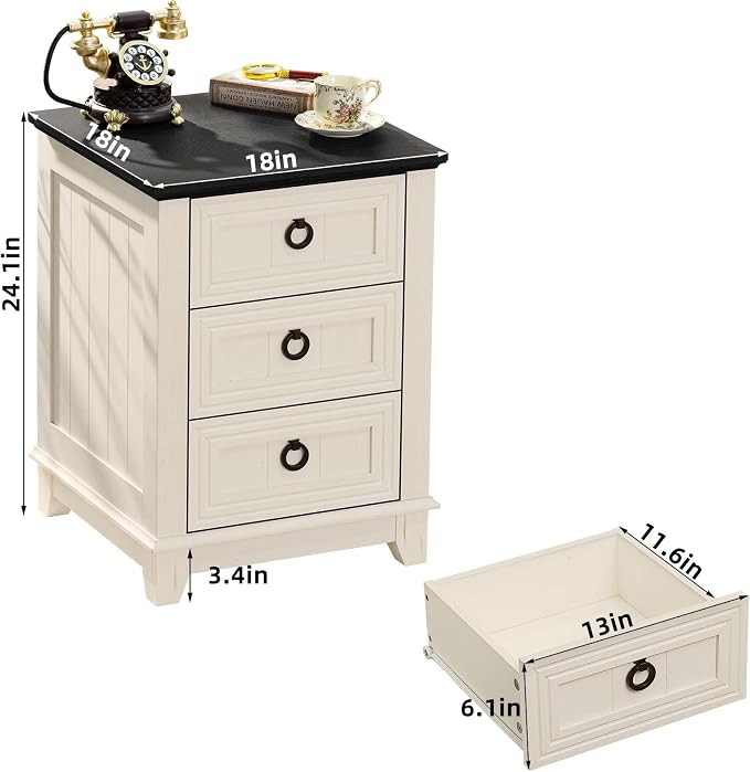 Joaxswe Farmhouse Night Stand Set of 2, Dresser - Image 3