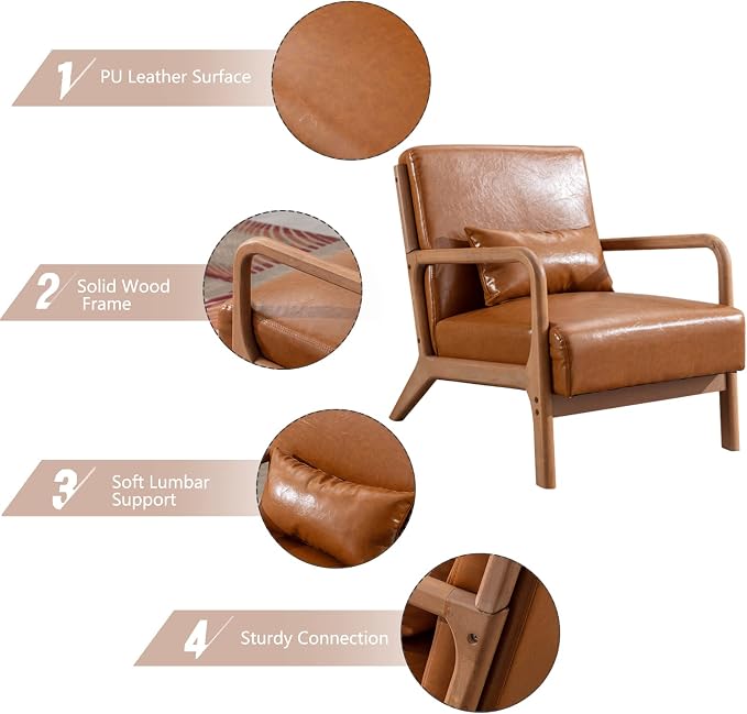 INZOY Mid Century Modern Accent Chair - Image 6