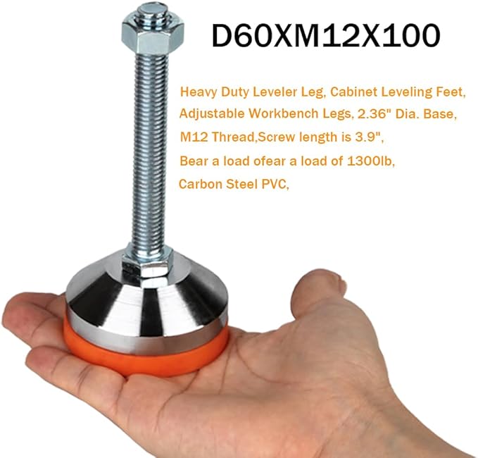 Heavy Duty Leveling feet, Leg Leveler 2.36" Dia Base, Adjustable Leveling feet - Image 2