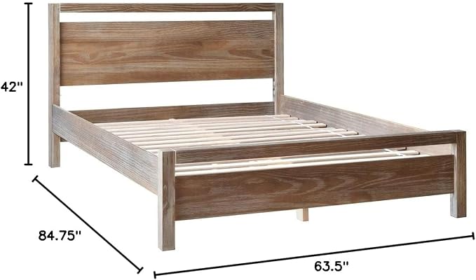Grain Wood Furniture Loft Queen Size Solid Wood Bed, Brushed White - Image 3