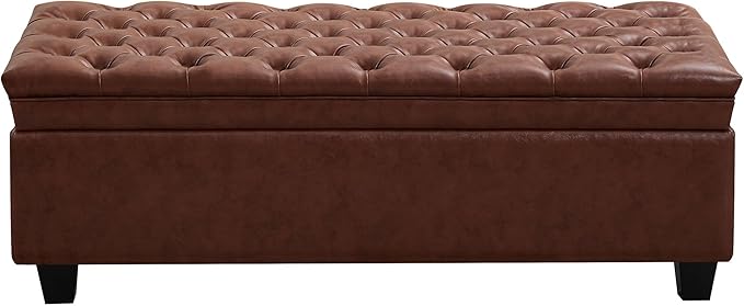 WUTUTUEE 50" Faux Leather Storage Ottoman Bench, Upholstered Rectangle End of by WUTUTUEE
