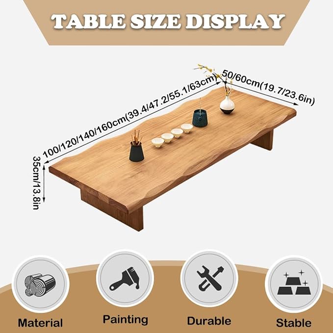Rectangular Style Low Table, Japanese Floor Table, Tatami Table, Vintage Tea - Image 7