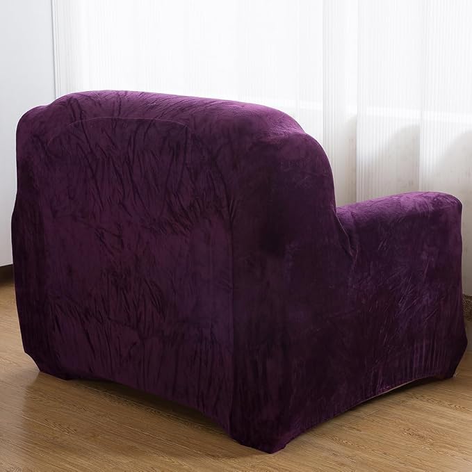 vctops 1-Piece Velvet Plush Stretch Chair Sofa Slipcover Soft Fuzzy Fluffy - Image 4