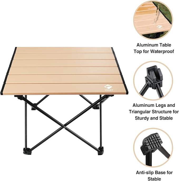 VILLEY Portable Camping Side Table, Ultralight Aluminum Folding Beach Table - Image 5