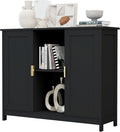 TaoHFE Black Buffet Cabinet, Modern Narrow Sideboard Buffet Cabinet Wooden Side by TAOHFE