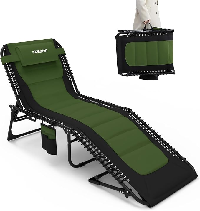 Oversized Padded Outdoor Folding Lounge Chair by WKFAMOUTCAMP