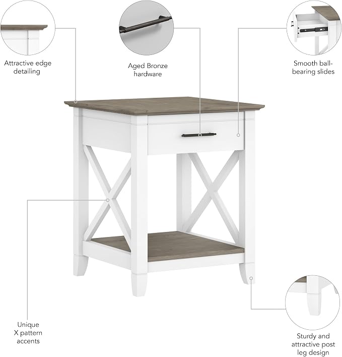 Bush Home End Table with Drawer, Nightstand with Storage, Living Room and - Image 8