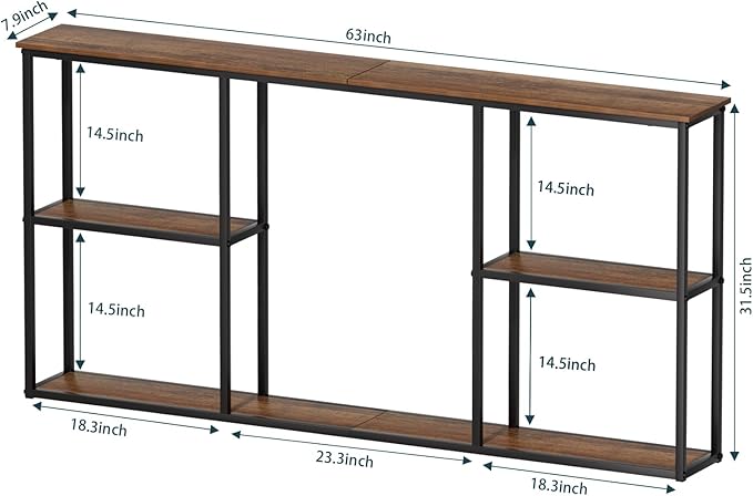 WOHOMO Console Table, 3-Tier Small Entryway Tables, Narrow Sofa Table - Image 2