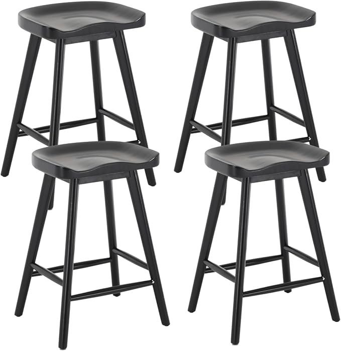 LukeAlon 24.25" Classic Counter Height Wood Barstools Set of 6 Wooden Ergonomic - Image 7
