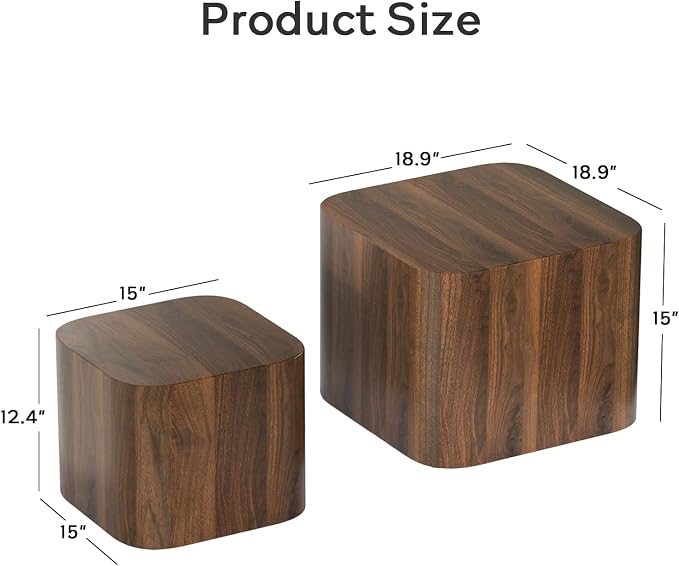 Nesting Coffee Table Set of 2, Modern Coffee Table and End Table Sets, Small - Image 2