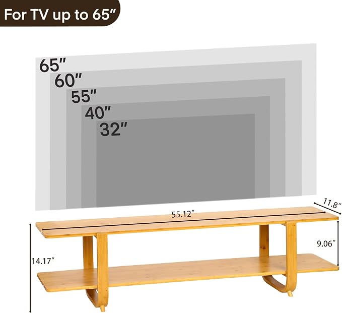 Bamboo TV Stand for TVs up to 65", Accent Entertainment Center - Image 2