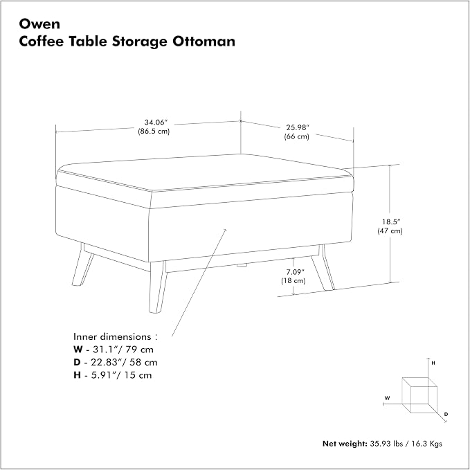 SIMPLIHOME Owen Coffee Table Storage Ottoman - Image 13