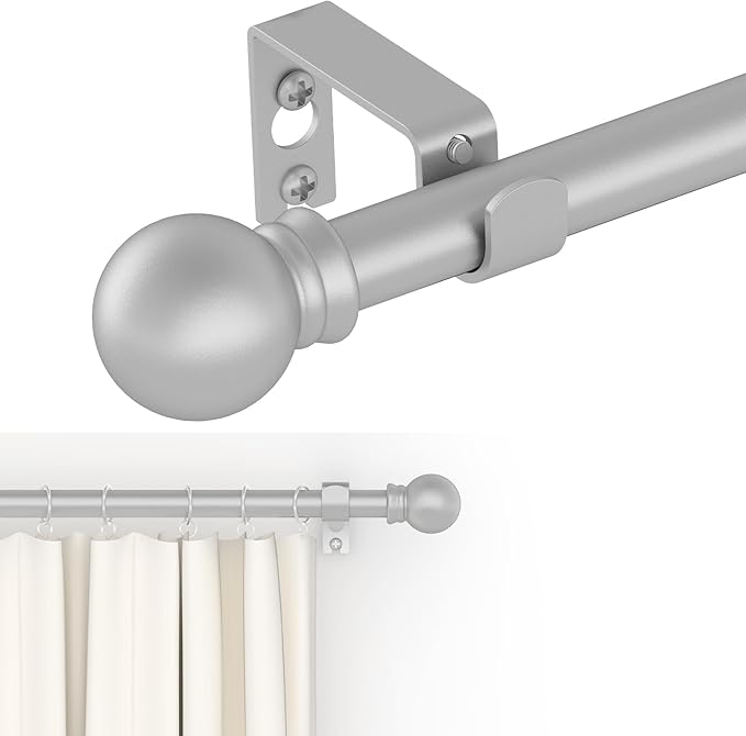 GXOACKJ Curtain Rods for windows 32-48 inch, 5/8 inch Decorative Silver by GXOACKJ