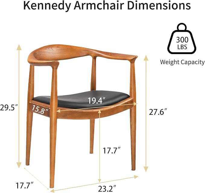 Kennedy Armchair, Mid Century Modern Dining Chair, PU Upholstered Kennedy Chair - Image 3