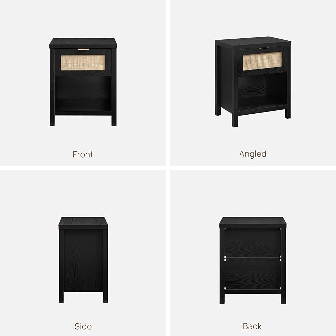 SICOTAS Rattan Night Stands Set of 2, Farmhouse Nightstand Bedside Table - Image 8