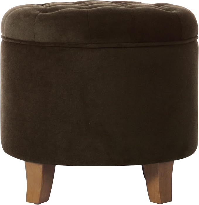 Homepop Home Decor | Upholstered Round Velvet Tufted Foot Rest Ottoman | Ottoman - Image 5