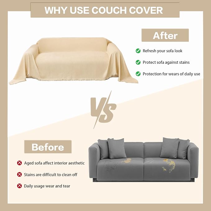 DREAMINGO Chenille Sofa Cover Washable Pet Couch Protector Cover Textured Couch - Image 5