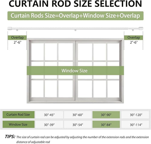 5/8” White Diameter Curtain Rods 30-90 Inch, - Image 2
