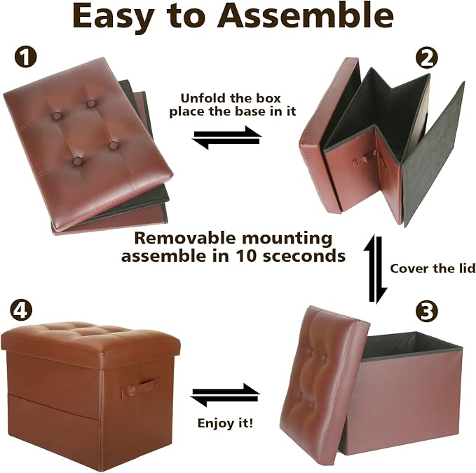 BelugaHelper Storage Ottoman Foot Rest Stool. Folding Ottoman - Image 7