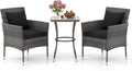Tangkula 3-Piece Patio Furniture Set, PE Wicker Conversation Bistro Set w/A by TANGKULA