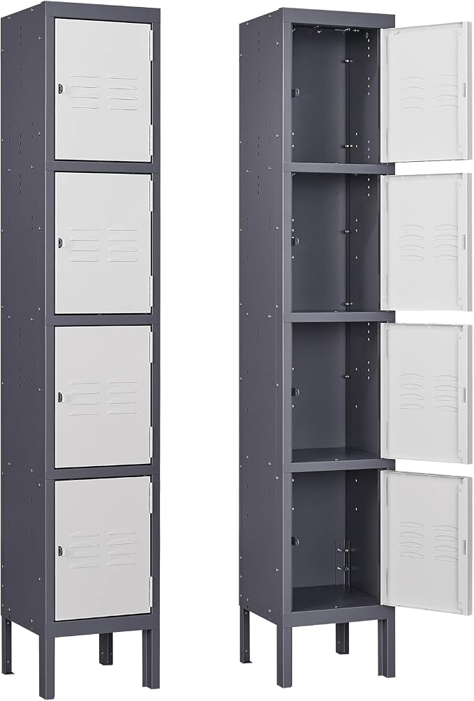 Metal Locker with 5 Doors, 5 Tier Locker Steel Employees Lockers, Tall Steel by Anxxsu
