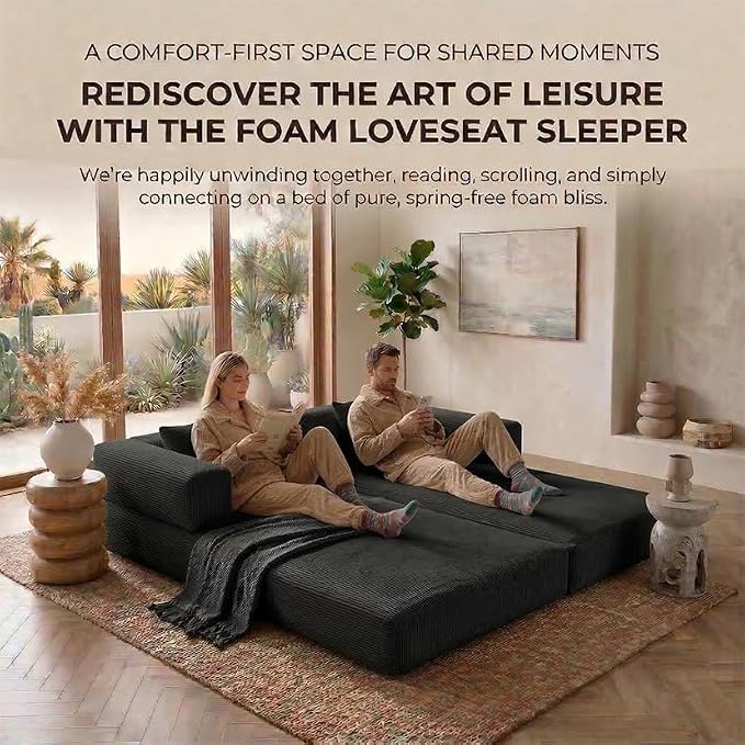 78" 4-in-1 Convertible Sofa Bed, Boneless Corduroy Sleeper Couch - Image 5