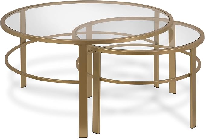 Henn&Hart Round Nested Coffee Table in Brass, Coffee Table coffee tables - Image 7