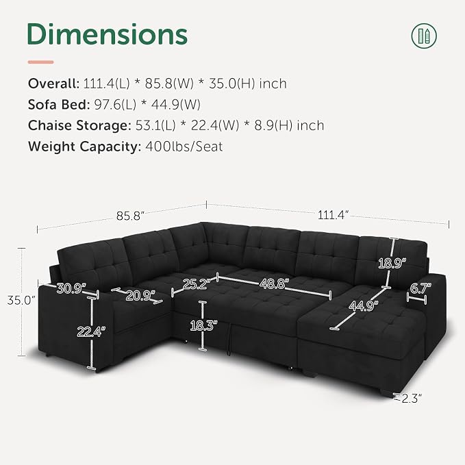 HONBAY Sectional Sleeper Sofa - Image 2