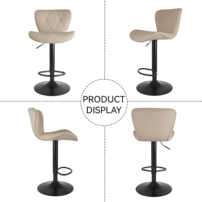 Nalupatio Modern Bar Stools Set of 3, Adjustable Faux Leather Upholstered - Image 7