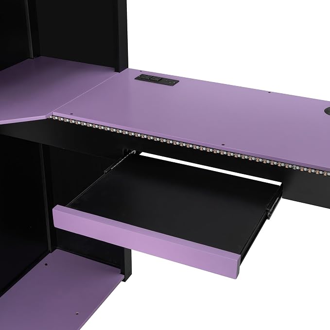 Full Size Wood Loft Bed with Built-in Workstation, Smart Storage, RGB Lighting - Image 6