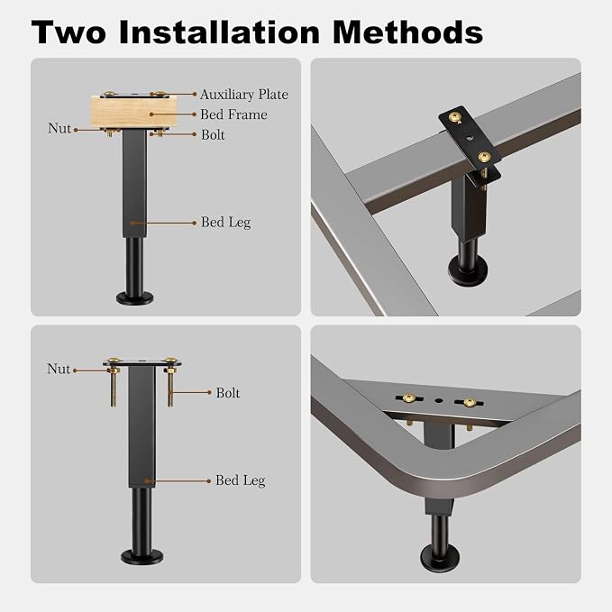 Bed Support Legs, 10.2-16.5 in Heavy Duty Metal Furniture Feet - Image 5