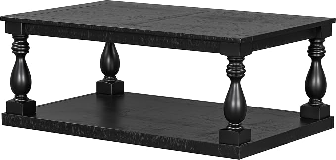 Merax Vintage Coffee Table Featuring Artistic Vase Column Legs and Luxurious - Image 8