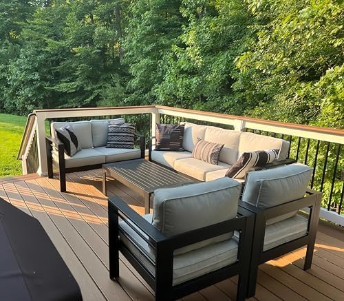 LayinSun Outdoor Aluminum Furniture Set, 4 Pieces Patio Sectional Conversation - Image 7