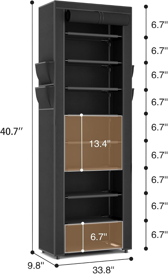 LANTEFUL Narrow Shoe Rack with Cover 10 Tier Tall Shoe Rack Organizer Large - Image 3