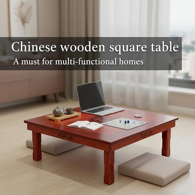 DAMEDAI Square 80X80cm Korean Floor Table Folding Legs Luxury Antique Home - Image 7